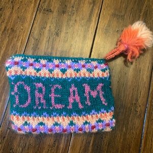 Lucette Collection French Knot zip pouch 100% wool Dream rainbow zip bag